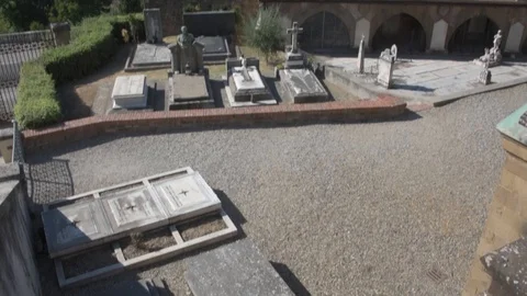 Cemetery with graves and monuments Stock Footage 101381388