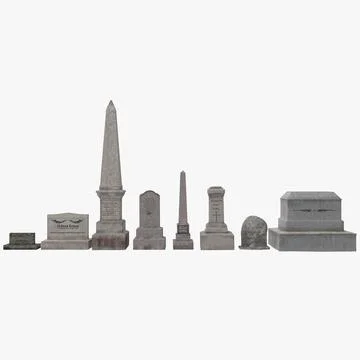 Cemetery Graves Set 3D Model