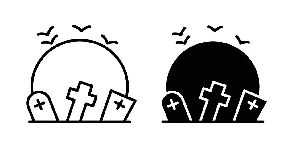 Cemetery icon design. Simple Vector illustrations.. Stock Illustration