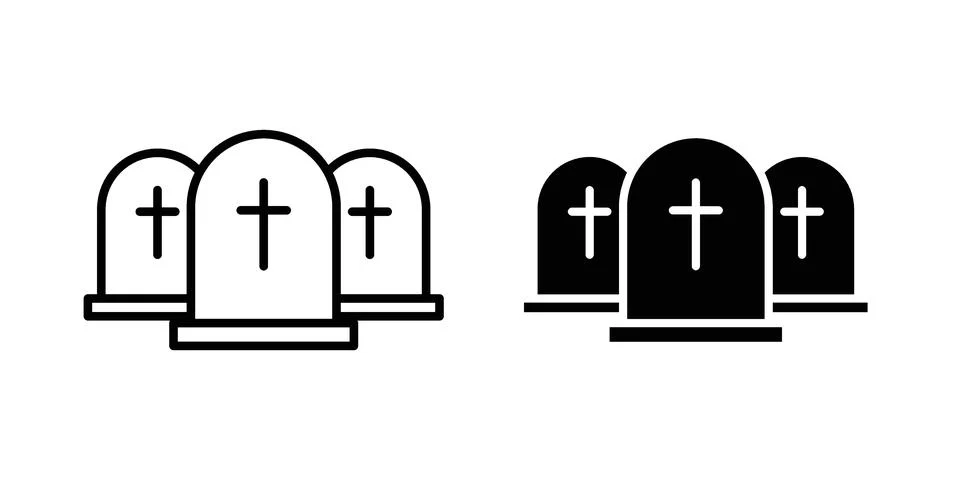 Cemetery icon set, collection of vector icons Stock Illustration
