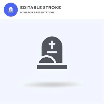 Cemetery icon vector, filled flat sign, solid pictogram isolated on white, lo Stock Illustration