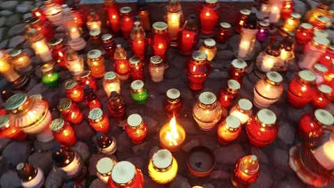 Cemetery many lights Video stock 97826585