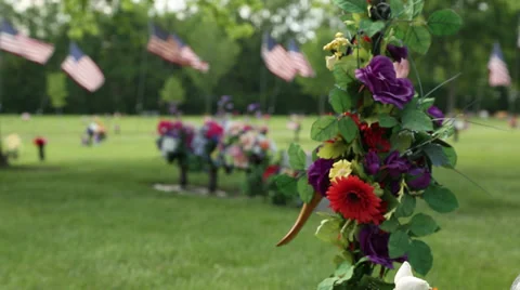 Cemetery on Memorial Day Stock Footage 38809523