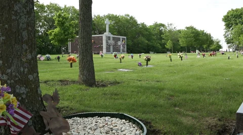 Cemetery on Memorial Day Stock Footage 38839592