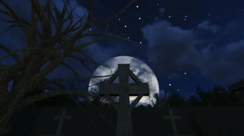 Cemetery at night Stock Footage 40843304