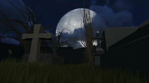 Cemetery at night Stock Footage 40843308