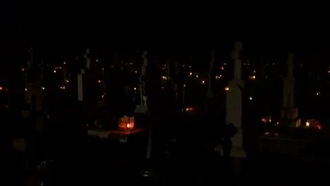 Cemetery at night Stock Footage 122154842