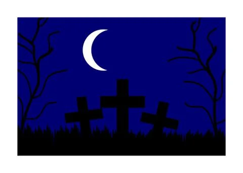 Cemetery at night Illustrazione stock