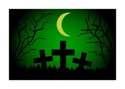 Cemetery at night Stock Illustration