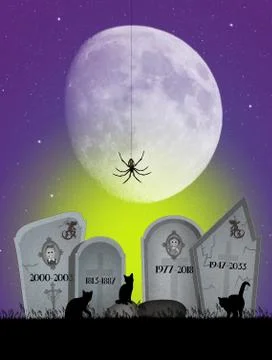 Cemetery in the night Stock Illustration