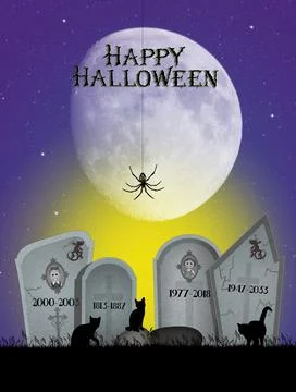 Cemetery in the night Stock Illustration