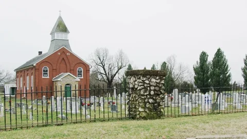 Cemetery With Old Church 1 Stock Footage 90731653