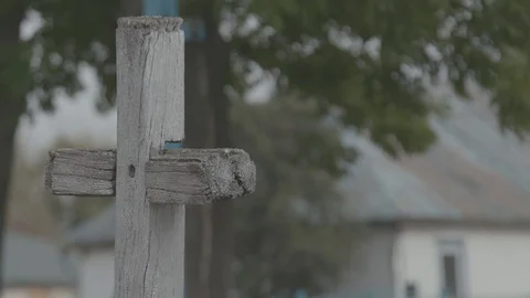 Cemetery, old crosses Stock Footage 121343014
