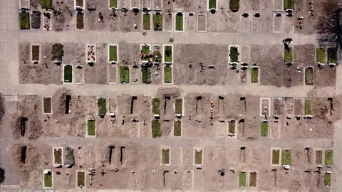 Cemetery open Graves drone view Stock Footage 143567000