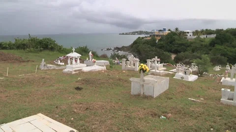 Cemetery pan down from sea Stock-Footage 31269583