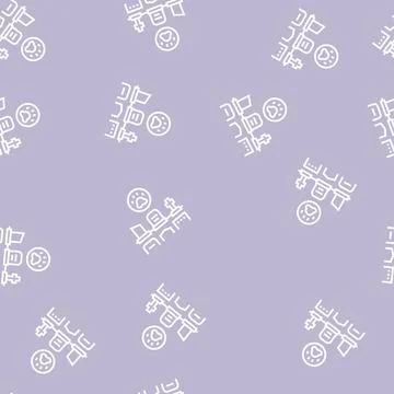 Cemetery pet line seamless pattern Stock Illustration