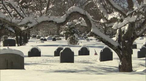 Cemetery with snow Stock-Footage 47737471