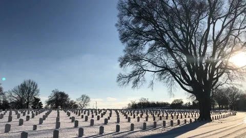 Cemetery In The Snow Stock Footage 149327276
