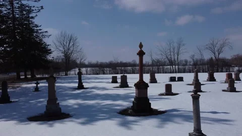 Cemetery In Snow (Forward Motion) Stock Footage 149714600