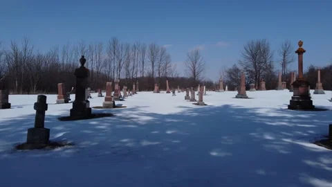 Cemetery Snowy Tracking Shot Stock Footage 149716366