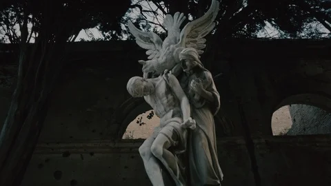 Cemetery, statue Stock Footage 104923614