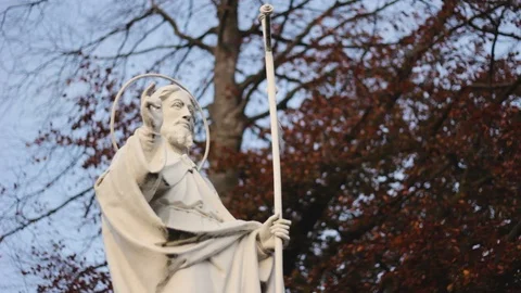Cemetery Statue With Tree In Background Video stock 127031911