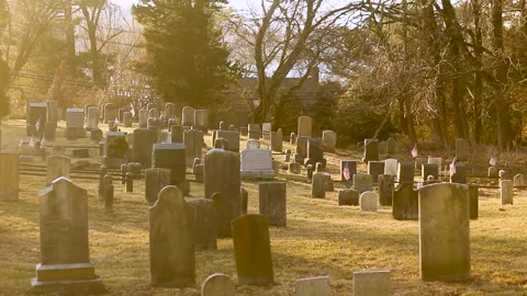 Cemetery at Sunset 2 Stock Footage 301573770