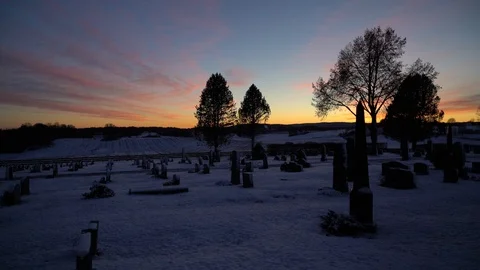 Cemetery Sunset Vídeo Stock 88614019