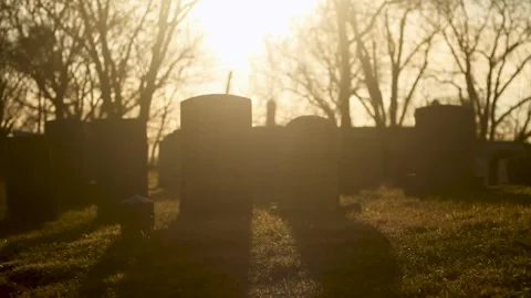 Cemetery at Sunset Stock Footage 301573796