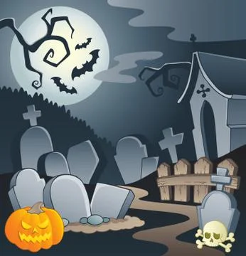 Cemetery theme image - illustration. Stock Illustration