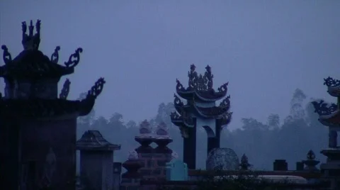 Cemetery Tombs in Blue Light Stock Footage 356580