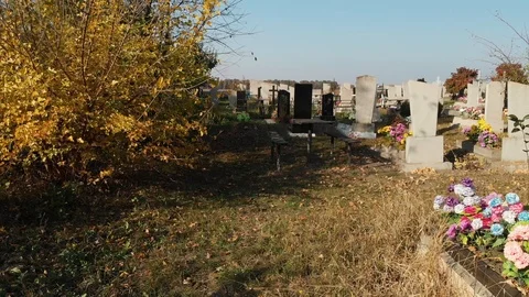 Cemetery in Ukraine.4K Stock Footage 123535220