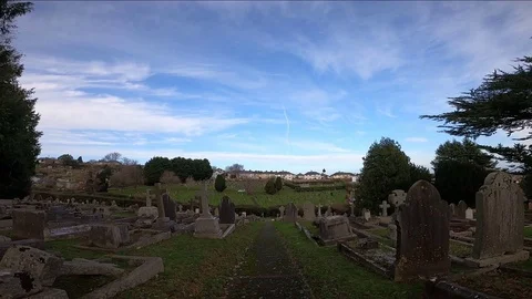 Cemetery: Video sequence walking among gravestones (SLOW MOTION, WITHOUT AUDIO) Stock Footage 121379965