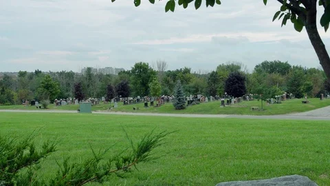 Cemetery view on overcast day. Stock Footage 94497086