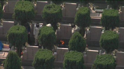 Cemetry from above Stock Footage 342695