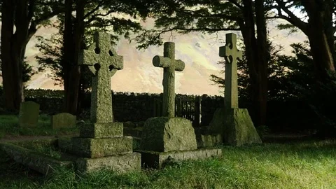 Cemetry Headstone graveyard Lake District Stock Footage 82662495