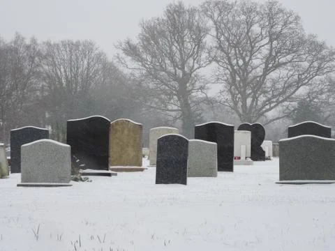 A cemetry in the snow Stock Photos