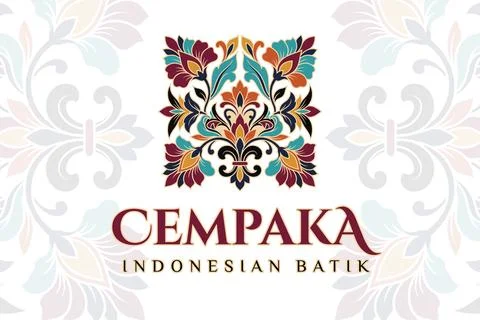 Cempaka indonesian batik logo featuring elegant traditional floral ornamentation Stock Illustration