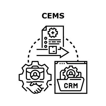 Cems customer experience management system illustrating client journey Stock Illustration