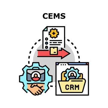 Cems customer experience management system illustrating client journey Stock Illustration