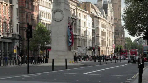 Cenotaph to Downing St Early Evening Video stock 24386474