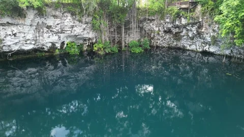 Cenote clear water surface 09 Stock Footage 331882913