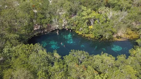 Cenote, Mexico [Drone Pan] Stock Footage