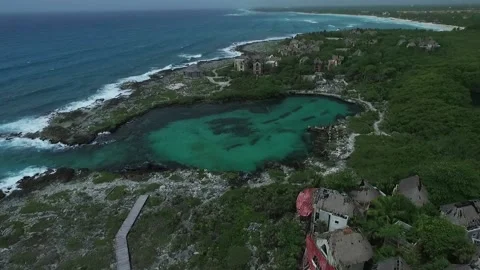 Cenote by the sea Stock Footage 138070943