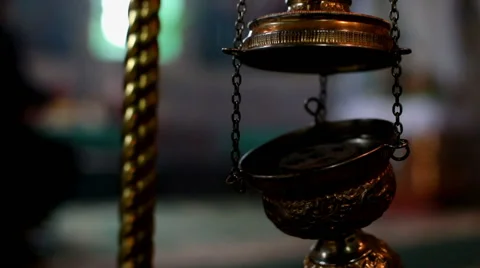 Censer. Orthodox chirch. Close-up. Video stock 56777356