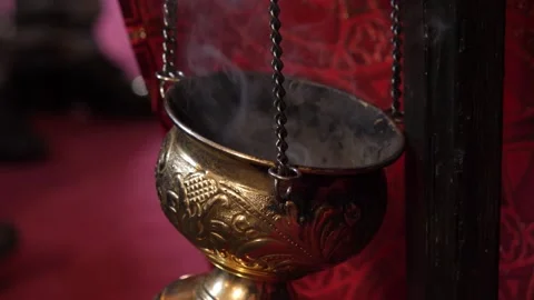 Censer with smoke. Stock Footage 131873624
