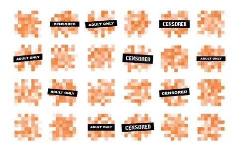 Censor mosaic pixel blur bars, censorship content Stock Illustration