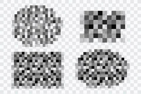 Censor pixel mosaic bar, simple gray blur censure frame on transparent Stock Illustration