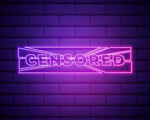 Censored neon text vector design template. Censored neon sign, light banner d 스톡 일러스트