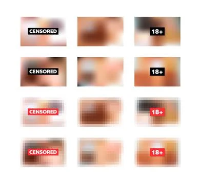 Censored pixel bar. Set of blurred censorship background. Nudity or adult 스톡 일러스트